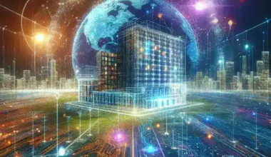 "High-tech real estate API interface on a digital screen, showcasing property data analytics and market intelligence tools, illustrating the transformation in property technology."