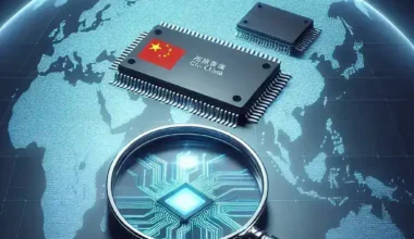 "China's antitrust investigation into Nvidia highlights global ramifications for the AI chip industry, depicting a visual representation of AI technology and semiconductor components."