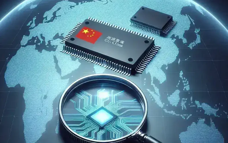 "China's antitrust investigation into Nvidia highlights global ramifications for the AI chip industry, depicting a visual representation of AI technology and semiconductor components."