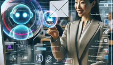 "AI-enhanced email drafting assistant interface showcasing smart suggestions and organization features for improved professional communication in 2024."