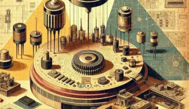 "Close-up of a midcentury transistor showcasing its intricate design, illustrating the evolution of chip architecture in semiconductor technology."