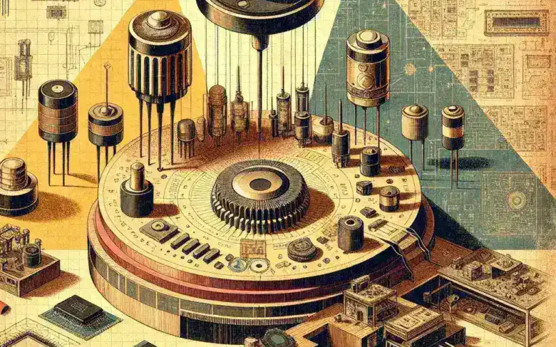 "Close-up of a midcentury transistor showcasing its intricate design, illustrating the evolution of chip architecture in semiconductor technology."